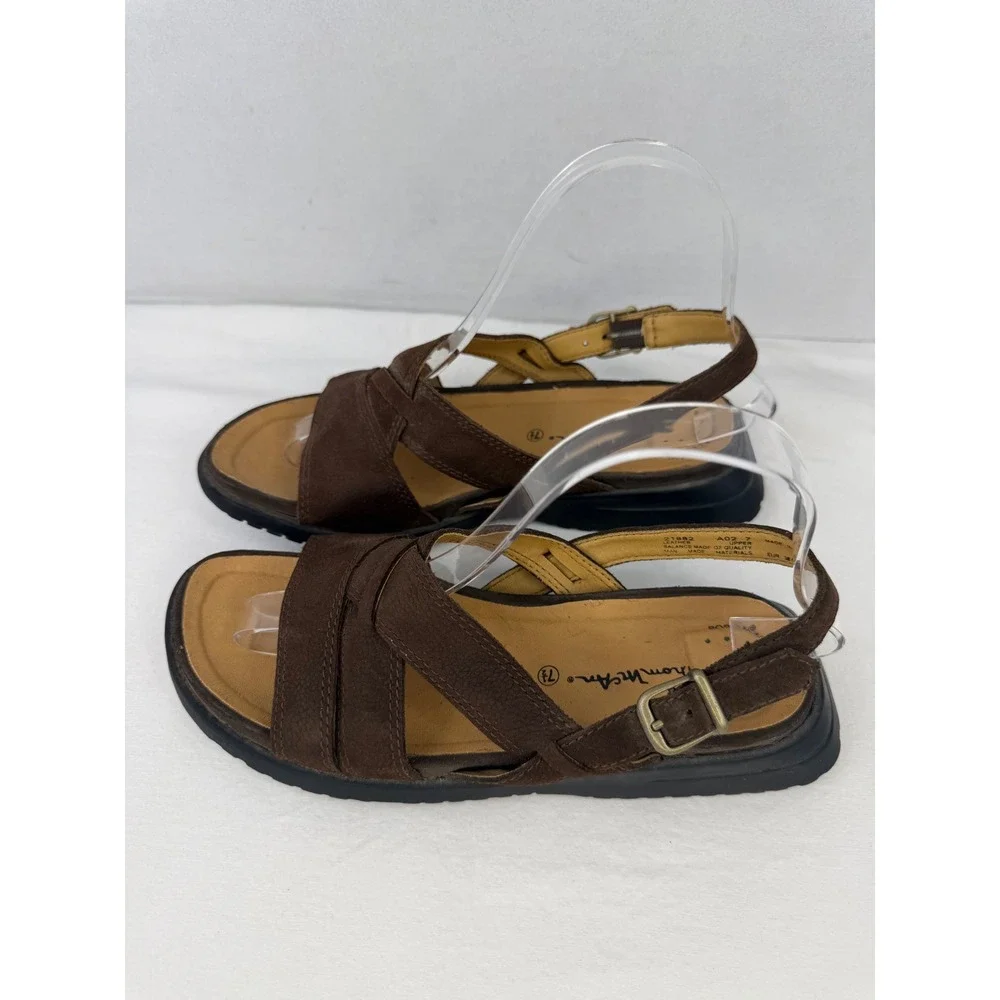 Thom McAn Womens Brown Leather Strappy Slingback Sandals Size‎ 7.5 21882